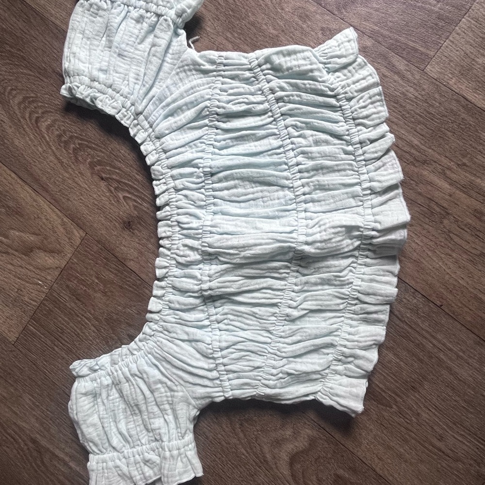 Ocean Drive Light Blue Ruched Top